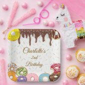 Gepersonaliseerde Donut Party Verjaardagspapier Bo Papieren Bordje (Feest)