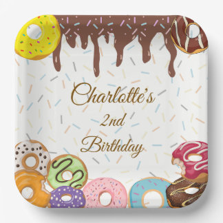 Gepersonaliseerde Donut Party Verjaardagspapier Bo Papieren Bordje