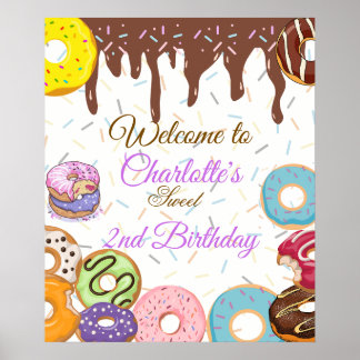 Gepersonaliseerde donut party welkomstbord poster