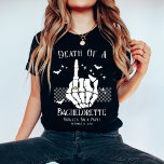 Gepersonaliseerde dood van een vrijgezelle bruidsf Tri-Blend shirt<br><div class="desc">Vier je griezelige kant met ons gepersonaliseerde Death Of A Bachelorette Bridal Party Tri-Blend Shirt. Ideaal voor een vrijgezellenfeest met Halloween-thema, dit shirt voegt een dramatisch vleugje gotische elegantie toe aan uw festiviteiten. Het opvallende "Bride or Die" -ontwerp, gecombineerd met aanpasbare details, maakt het een perfecte keuze voor een bruid...</div>