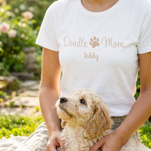 Gepersonaliseerde Doodle Moeder Pootafdruk met Hon T-shirt