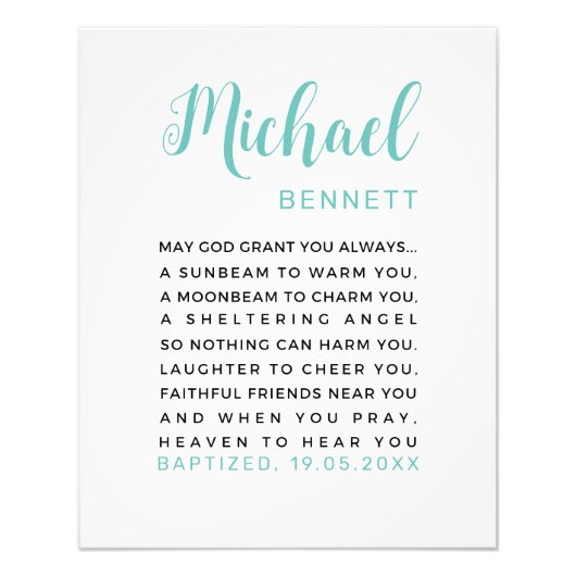 Gepersonaliseerde doop afdrukbaar, jongen doop cad foto afdruk (Voorkant)