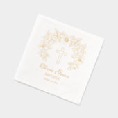 Gepersonaliseerde doop Bloemenkruis Folie Servetten (Links)