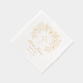 Gepersonaliseerde doop Bloemenkruis Folie Servetten (Rechts)