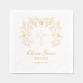 Gepersonaliseerde doop Bloemenkruis Folie Servetten (Voorkant)