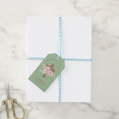 Gepersonaliseerde doop & doop Bloemenkruis Cadeaulabel (Met Touw)