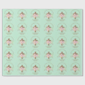 Gepersonaliseerde doop & doop Bloemenkruis Cadeaupapier (Vlak)