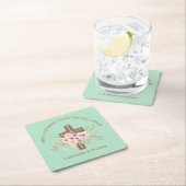 Gepersonaliseerde doop & doop Bloemenkruis Kartonnen Onderzetters (Insitu)