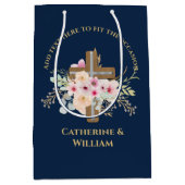 Gepersonaliseerde doop & doop Bloemenkruis Medium Cadeauzakje (Voorkant)