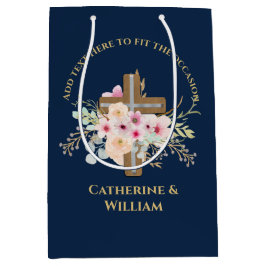 Gepersonaliseerde doop & doop Bloemenkruis Medium Cadeauzakje