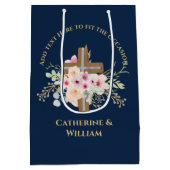 Gepersonaliseerde doop & doop Bloemenkruis Medium Cadeauzakje (Achterkant)