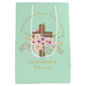 Gepersonaliseerde doop & doop Bloemenkruis Medium Cadeauzakje (Achterkant)