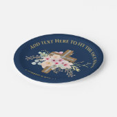 Gepersonaliseerde doop & doop Bloemenkruis Papieren Bordje (Gekanteld)