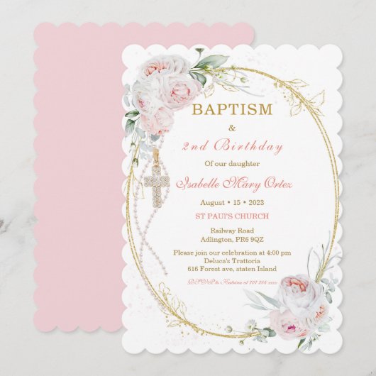 Gepersonaliseerde doop en 2e verjaardag kaart (Voorkant / Achterkant)