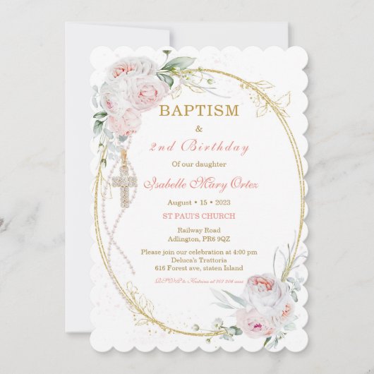 Gepersonaliseerde doop en 2e verjaardag kaart (Voorkant)