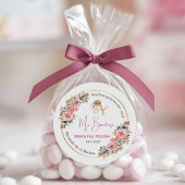 Gepersonaliseerde doop en gunsten geschenken roze  ronde sticker