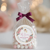 Gepersonaliseerde doop en gunsten geschenken roze  ronde sticker