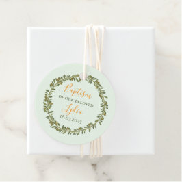 Gepersonaliseerde doop gunst Tag met Olijfkrans Bedankjes Labels