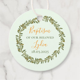 Gepersonaliseerde doop gunst Tag met Olijfkrans Bedankjes Labels