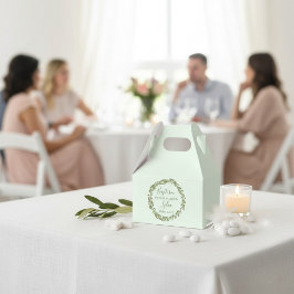 Gepersonaliseerde doop gunstbox met olijfkrans bedankdoosjes