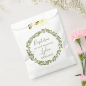 Gepersonaliseerde doop gunstzak met olijfkrans bedankzakje (Gezegeld)