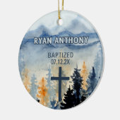 Gepersonaliseerde doop jongen cadeau Waterverf lan Keramisch Ornament (Links)