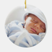 Gepersonaliseerde doop jongen cadeau Waterverf lan Keramisch Ornament (Achterkant)