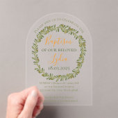 Gepersonaliseerde doop Olijfkrans Acryl Uitnodigingen (Insitu (Draagbaar))