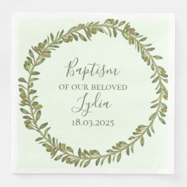 Gepersonaliseerde doop Olijfkrans Papier Servet