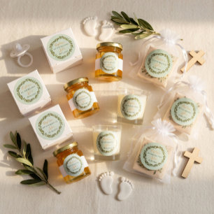 Gepersonaliseerde doop Olijfkrans Ronde Sticker