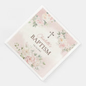 Gepersonaliseerde doop roze rozen servet (Hoek)