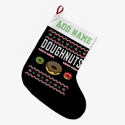 Gepersonaliseerde Doughnuts Ugly KerstSweater Grote Kerstsok (Voorkant (Hangend))