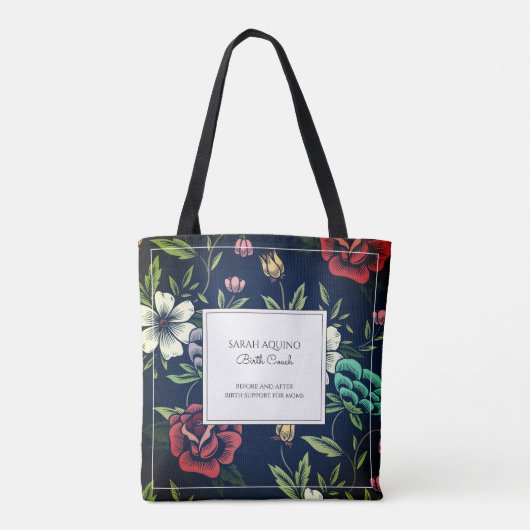 Gepersonaliseerde Doula vroedvrouw Bloemen Canvas  Tote Bag (Achterkant)