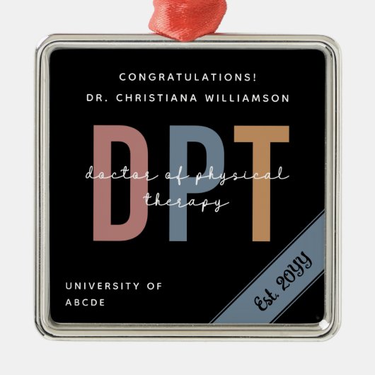 Gepersonaliseerde DPT Doctor of Physical Therapy C Metalen Ornament (Voorkant)