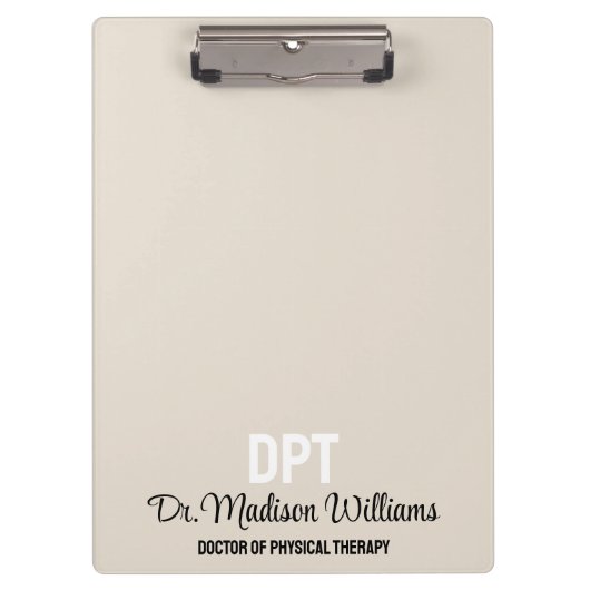 Gepersonaliseerde DPT Doctor of Physical Therapy G Klembord (Voorkant)