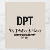 Gepersonaliseerde DPT Doctor of Physical Therapy G Wijn Etiket (Enkel label)