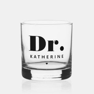 Gepersonaliseerde Dr Bold Typografie Doctor Afstud Whisky Glas