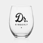 Gepersonaliseerde Dr Bold Typografie Doctor Afstud Wijnglas Zonder Voet (Voorkant)