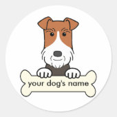 Gepersonaliseerde draadvossenterriër ronde sticker (Voorkant)