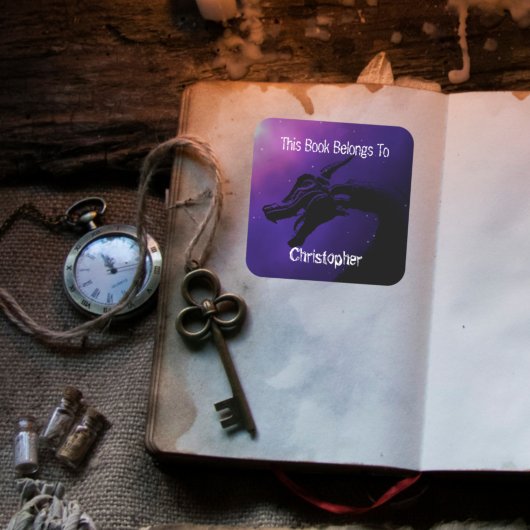 Gepersonaliseerde draak Dit boek behoort tot Vierkante Sticker