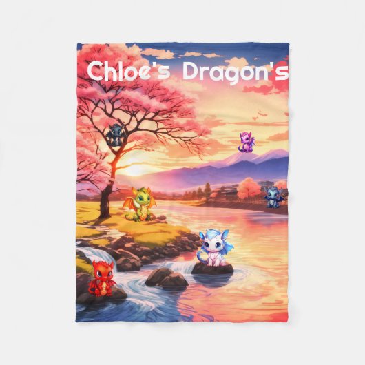 Gepersonaliseerde draak fleece deken (Voorkant)