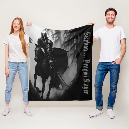 Gepersonaliseerde dragon Slayer Knight Fleece Deken (In situ)