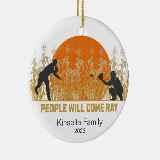 Gepersonaliseerde Dream Fields Honkbal Kerstmis Keramisch Ornament (Rechts)