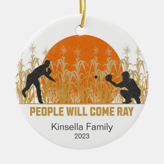 Gepersonaliseerde Dream Fields Honkbal Kerstmis Keramisch Ornament (Voorkant)