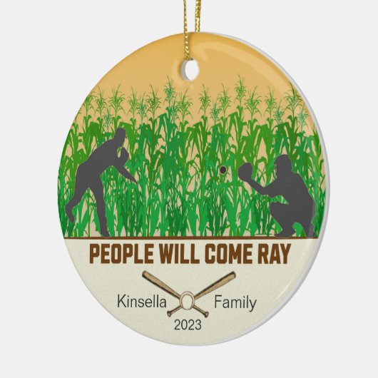 Gepersonaliseerde Dream Fields Honkbal Kerstmis Keramisch Ornament (Links)
