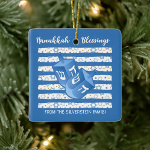 Gepersonaliseerde Dreidel Hanukka Keramisch Ornament