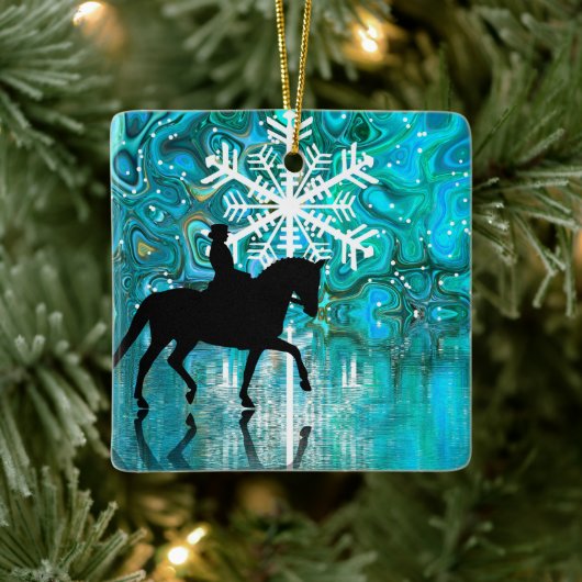 Gepersonaliseerde Dressage Horse Snowflake Kerstmi Keramisch Ornament (Boom)
