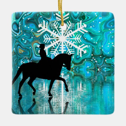 Gepersonaliseerde Dressage Horse Snowflake Kerstmi Keramisch Ornament (Voorkant)