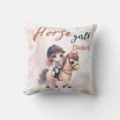 Gepersonaliseerde dressuur ruiter paard meisje kussen (Voorkant)