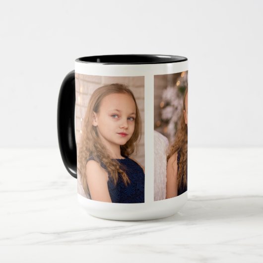 Gepersonaliseerde drie fotocollage mok (Voorkant links)